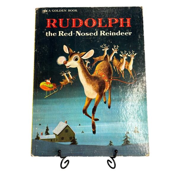 VTG 1974 Rudolph the Red Nosed Reindeer by Barbara S. Hazen, LG Golden HC, VG - Picture 1 of 5